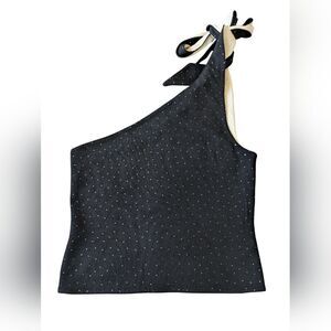 St. John Evening by Marie Gray Vintage Black Knit One Shoulder Top sz L